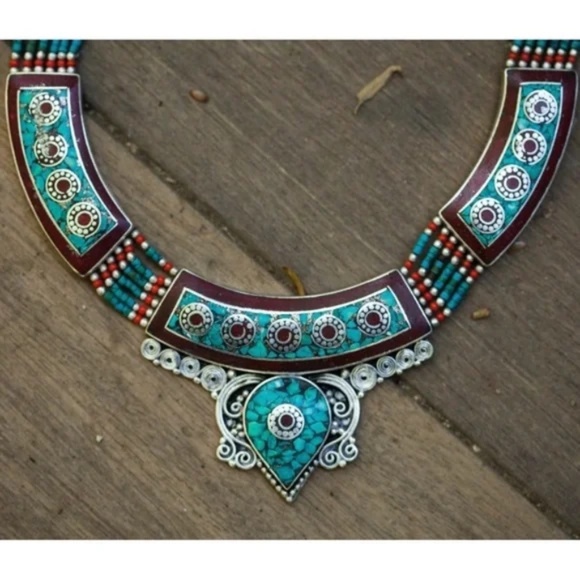 Stunning Antique Original Tibetan Necklace, Cloisonné, Excellent condition - Picture 2 of 2